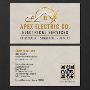 Tarjeta De Visita Código QR de Electricista Profesional