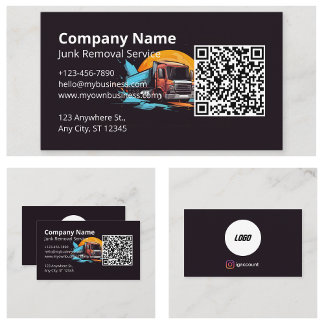 Tarjeta De Visita Código QR de eliminación de basura con logotipo mo