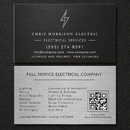 Tarjeta De Visita Código QR de Empresa Eléctrica Profesional