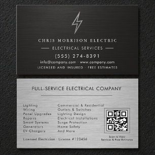 Tarjeta De Visita Código QR de Empresa Eléctrica Profesional