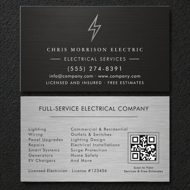 Tarjeta De Visita Código QR de Empresa Eléctrica Profesional (Subido por el creador)