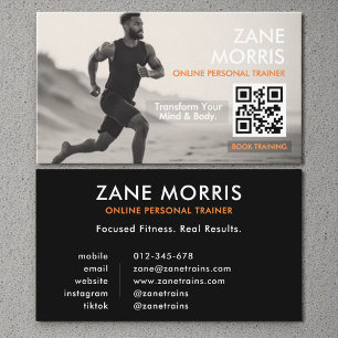 Tarjeta De Visita Código QR de Entrenador Personal en Línea