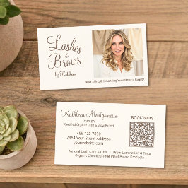Tarjeta De Visita Código QR de Escritura de Foto de Crema Pestañas y