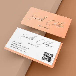Tarjeta De Visita Código QR de escritura manuscrita de escritura cre