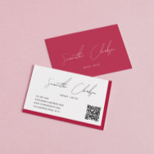 Código QR de escritura manuscrita magenta simple e