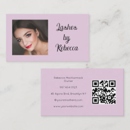 Tarjeta De Visita Código QR de Escritura Rosa Tímido Foto Pestañas N