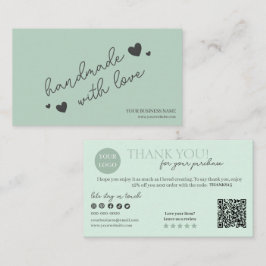 Tarjeta De Visita Código QR de escritura verde moderno, gracias