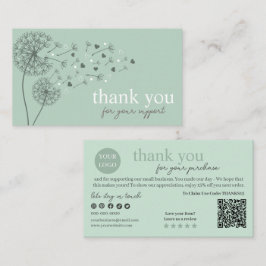 Tarjeta De Visita Código QR de escritura verde moderno, gracias