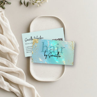 Tarjeta De Visita Código QR de Estilista de Cabello de Ágata Acuátic