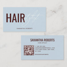 Código QR de estilista de cabello moderno azul roj