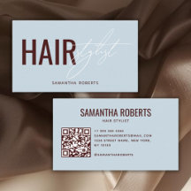 Código QR de estilista de cabello moderno azul roj