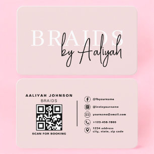 Tarjeta De Visita Código QR de estilista de trenzas