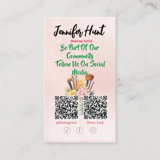 Tarjeta De Visita Código QR de estilo medio social moderno (Anverso)