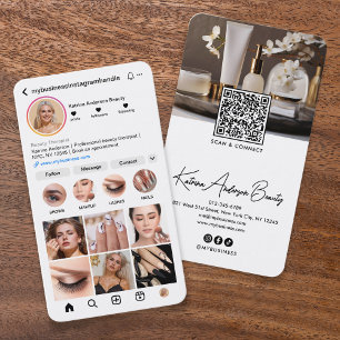 Tarjeta De Visita Código QR de estilo moderno de Instagram y belleza