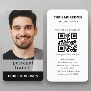 Tarjeta De Visita Código QR de Fitness Entrenador Personal Profesion