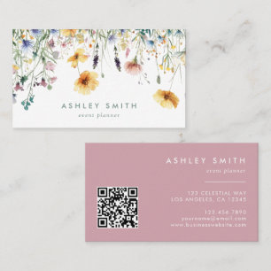 Tarjeta De Visita Código QR de flor silvestre Rosa seco
