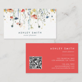 Tarjeta De Visita Código QR de Flor silvestre vibrante