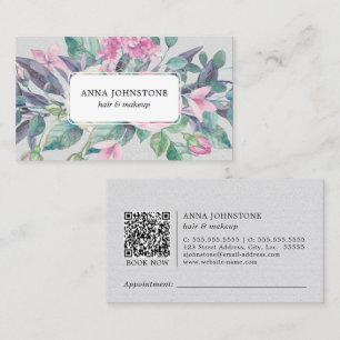 Tarjeta De Visita Código QR de floraciones vibrantes Nombramiento