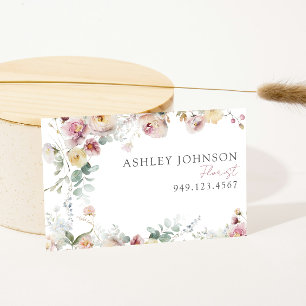 Tarjeta De Visita Código QR de floral rosa Rubor Vintage Profesional