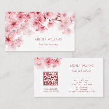 Código QR de flores de cerezo en acuarela