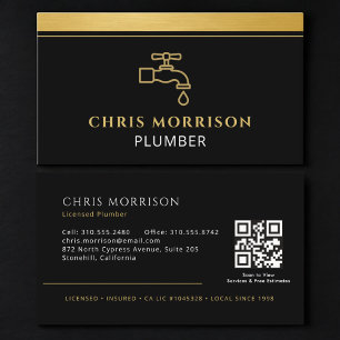 Tarjeta De Visita Código QR de fontanería moderna