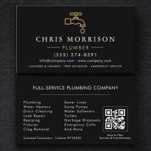 Código QR de fontanero minimalista negro y dorado