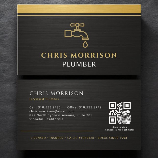 Tarjeta De Visita Código QR de fontanero moderno (Subido por el creador)