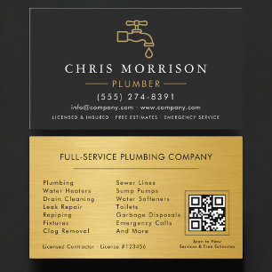 Tarjeta De Visita Código QR de fontanero profesional