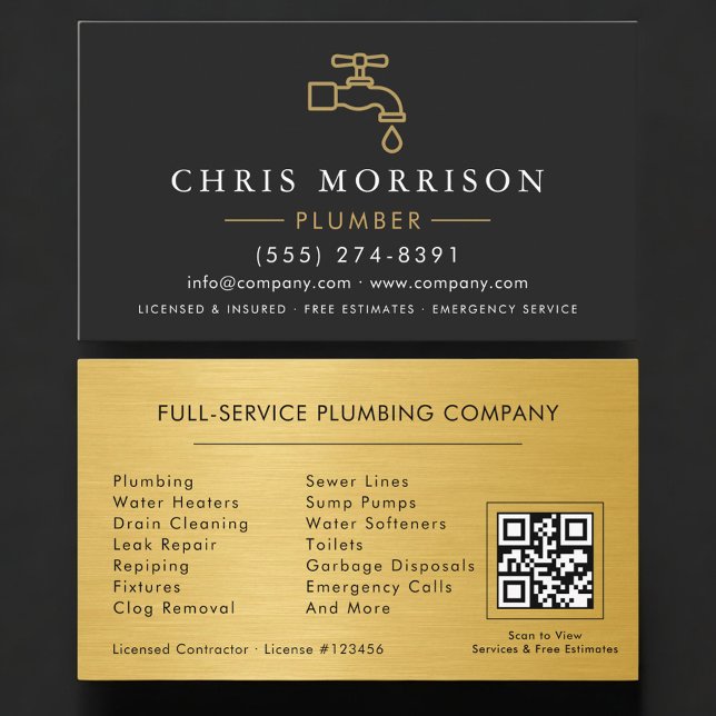 Tarjeta De Visita Código QR de fontanero profesional (Subido por el creador)