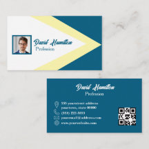 Código QR de foto Azul Cobalto Blanco Amarillo Geo