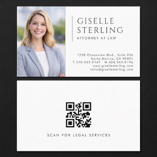 Tarjeta De Visita Código QR de foto de abogado