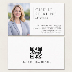 Tarjeta De Visita Código QR de foto de abogado