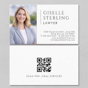 Tarjeta De Visita Código QR de foto de abogado