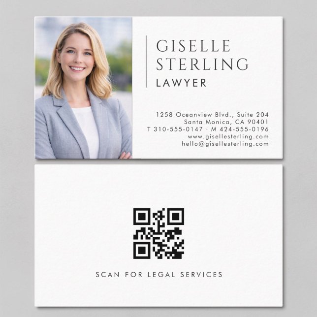 Tarjeta De Visita Código QR de foto de abogado (Subido por el creador)