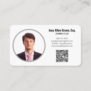 Tarjeta De Visita Código QR de foto de abogado profesional moderno