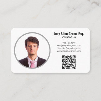Tarjeta De Visita Código QR de foto de abogado profesional moderno