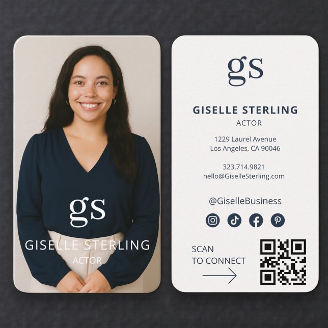 Tarjeta De Visita Código QR de foto de actor profesional (Subido por el creador)