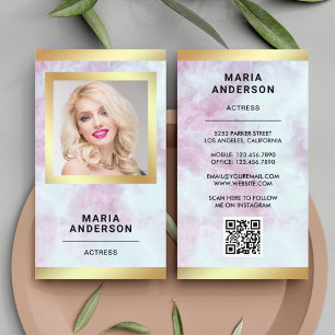 Tarjeta De Visita Código QR de Foto de Actriz del Modelo de Oro de M