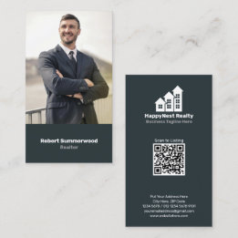 Tarjeta De Visita Código QR de foto de agente de bienes raíces verti