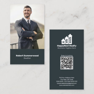 Tarjeta De Visita Código QR de foto de agente de bienes raíces verti