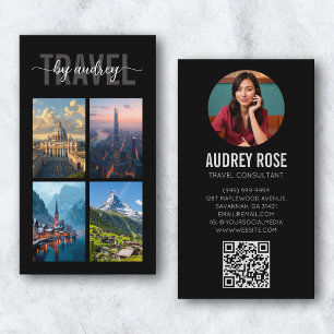 Tarjeta De Visita Código Qr de Foto de Agente de Viajes Consultor Gr