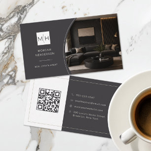 Tarjeta De Visita Código QR de foto de agente inmobiliario de lujo