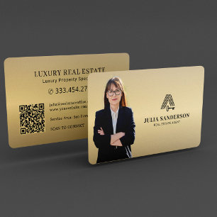 Tarjeta De Visita Código QR de foto de agente inmobiliario de lujo e