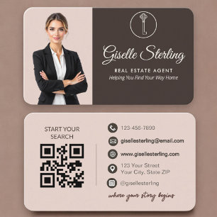 Tarjeta De Visita Código QR de Foto de Agente Inmobiliario de Terrac