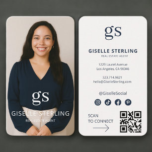 Tarjeta De Visita Código QR de foto de agente inmobiliario profesion