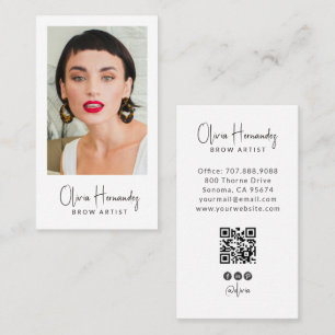 Tarjeta De Visita Código QR de foto de artista de cejas moderno