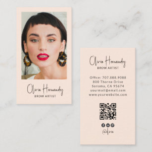 Tarjeta De Visita Código QR de foto de artista de cejas moderno