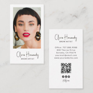 Tarjeta De Visita Código QR de foto de artista de cejas moderno