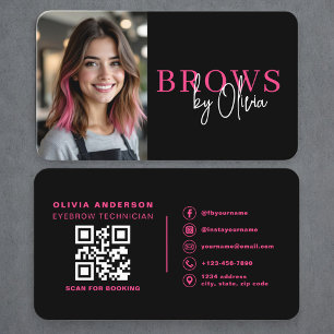 Tarjeta De Visita Código QR de foto de artista de cejas profesional