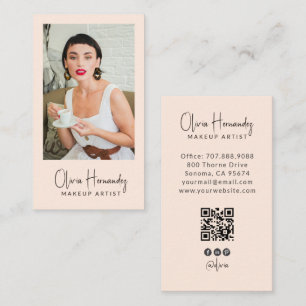 Tarjeta De Visita Código QR de foto de artista de maquillaje moderno